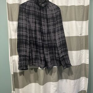 Black and Gray Plaid Silk shirt